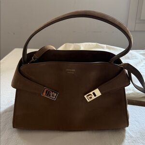 Salvatore Ferragamo Tan Suede Leather Women's Hug Shoulder Bag